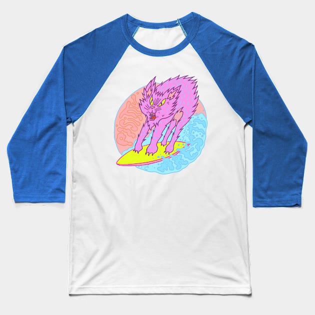 Surfer Cat Pisittu Aresti - by Miskel Design Baseball T-Shirt by miskel